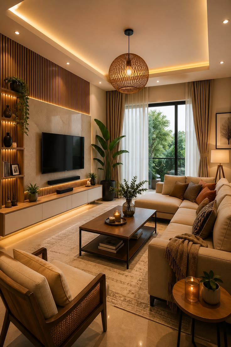 Modern cozy living room decor interior design